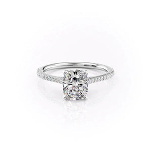 The Pave Madison Set With A 2.5 Carat Elongated Cushion Moissanite