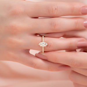 The Pave Madison Set With A 2.5 Carat Marquise Lab Diamond