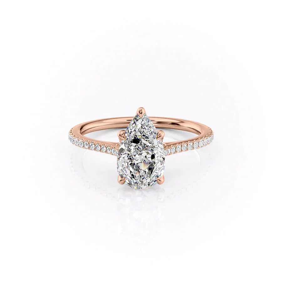 The Pave Madison Set With A 1.5 Carat Pear Moissanite