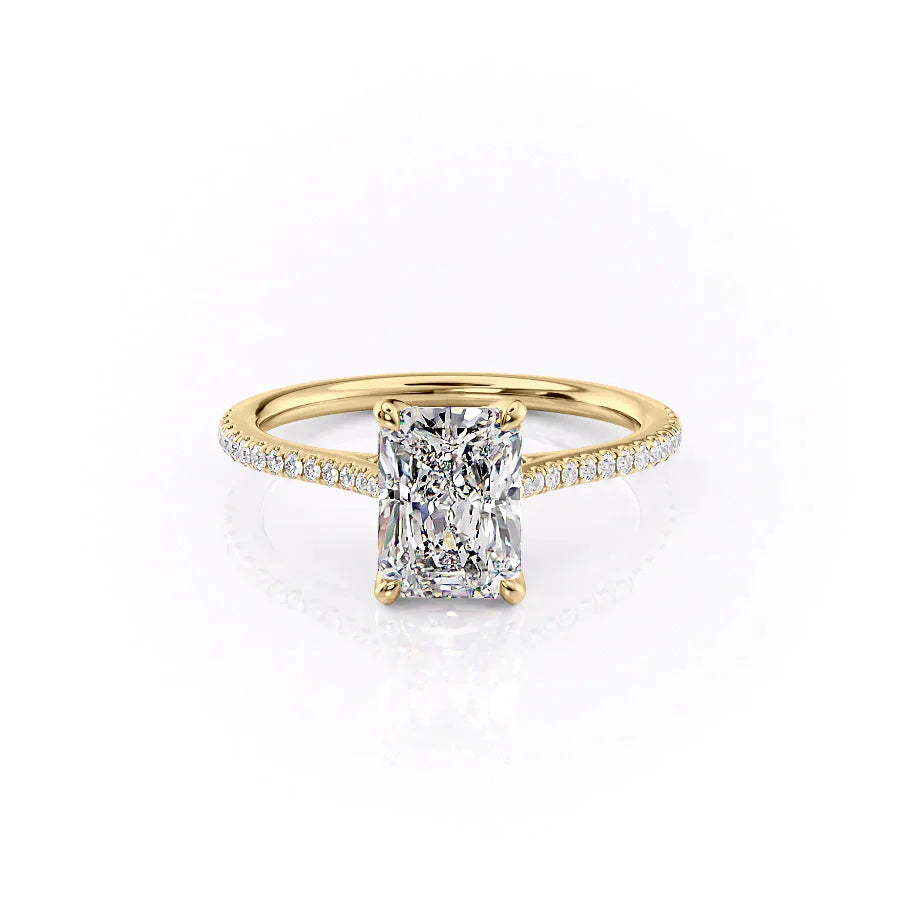 The Pave Madison Set With A 1.5 Carat Radiant Moissanite