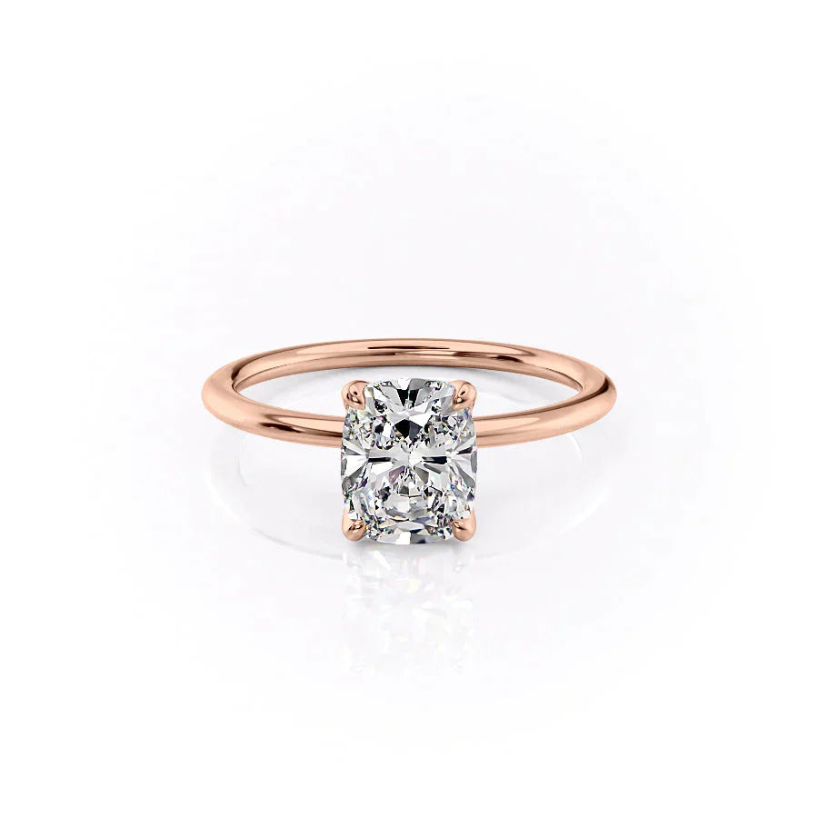 The Petal Kamellie Set With A 1 Carat Elongated Cushion Lab Diamond
