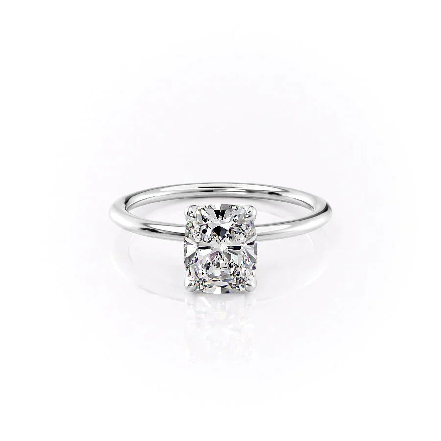 The Petal Kamellie Set With A 1.5 Carat Elongated Cushion Moissanite