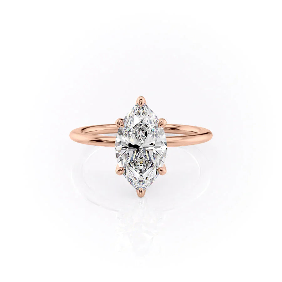 The Petal Kamellie Set With A 3.5 Carat Marquise Moissanite