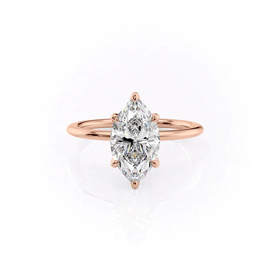 The Petal Kamellie Set With A 1.5 Carat Marquise Lab Diamond