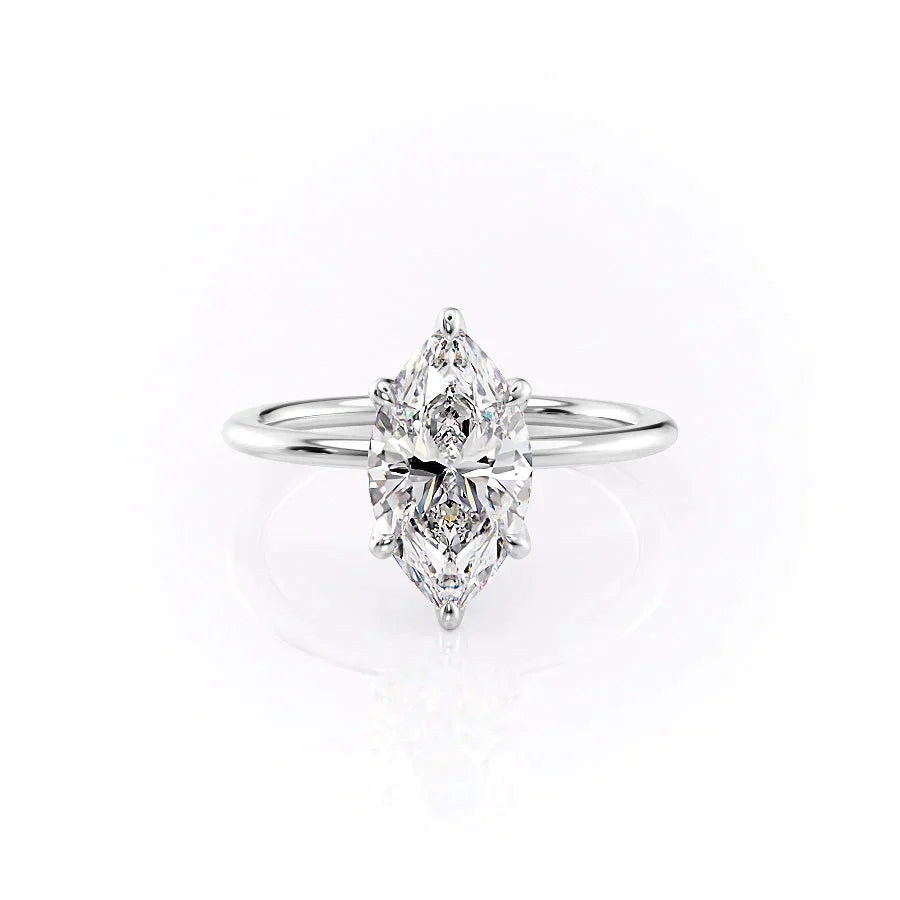 The Petal Kamellie Set With A 1.5 Carat Marquise Lab Diamond