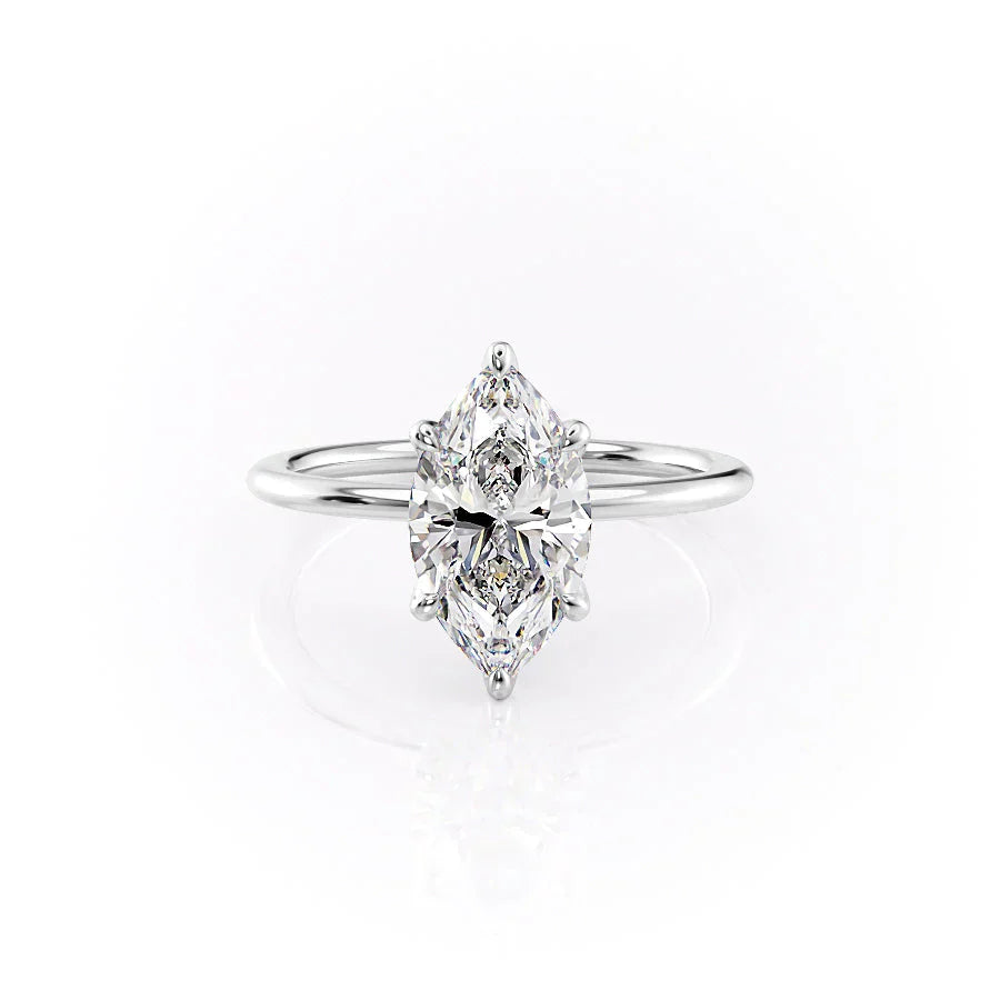 The Petal Kamellie Set With A 3.5 Carat Marquise Moissanite