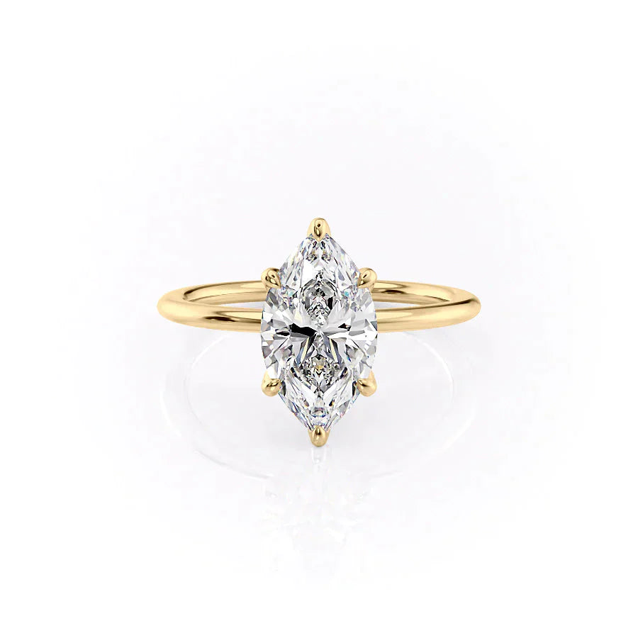 The Petal Kamellie Set With A 2.5 Carat Marquise Lab Diamond