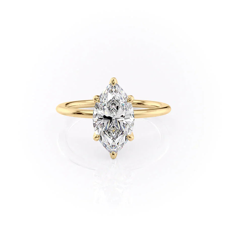 The Petal Kamellie Set With A 1.5 Carat Marquise Moissanite