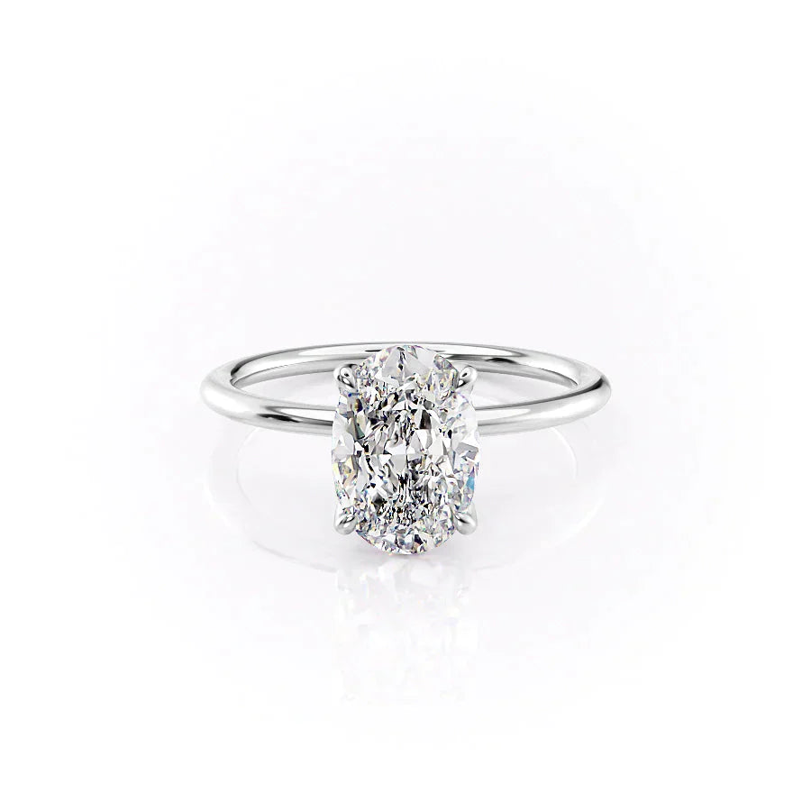 The Petal Kamellie Set With A 3.5 Carat Oval Moissanite