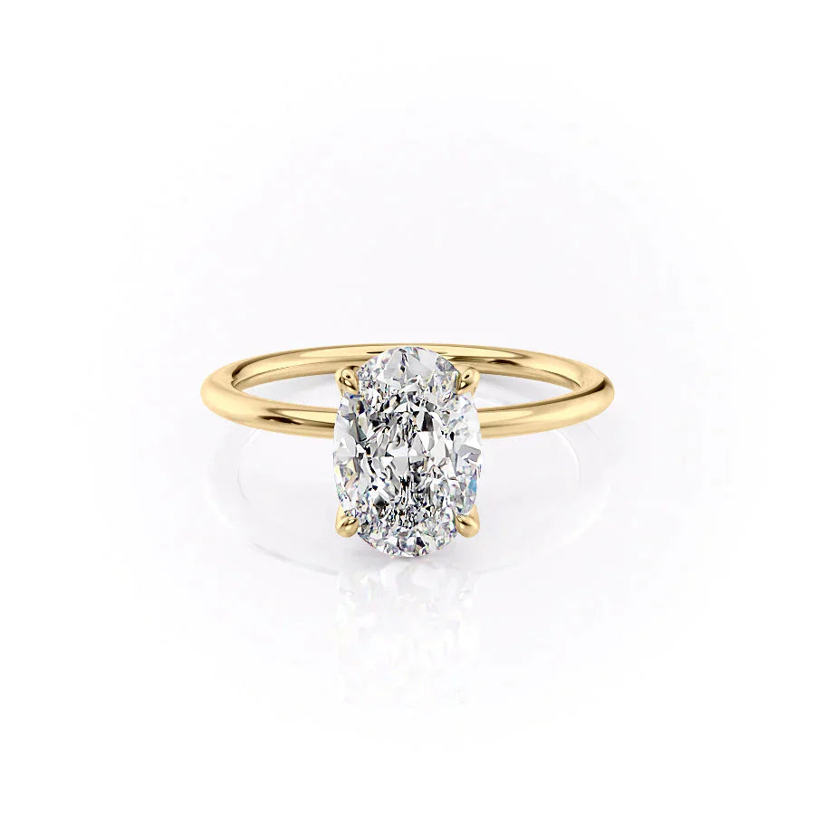 The Petal Kamellie Set With A 1.5 Carat Oval Lab Diamond