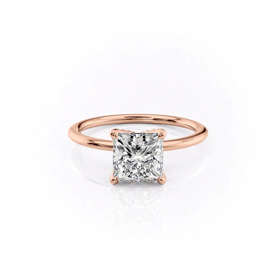 The Petal Kamellie Set With A 3 Carat Princess Lab Diamond