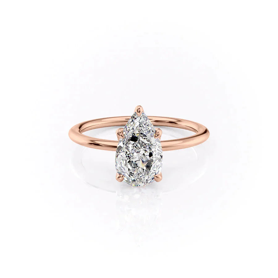 The Petal Kamellie Set With A 3 Carat Pear Lab Diamond