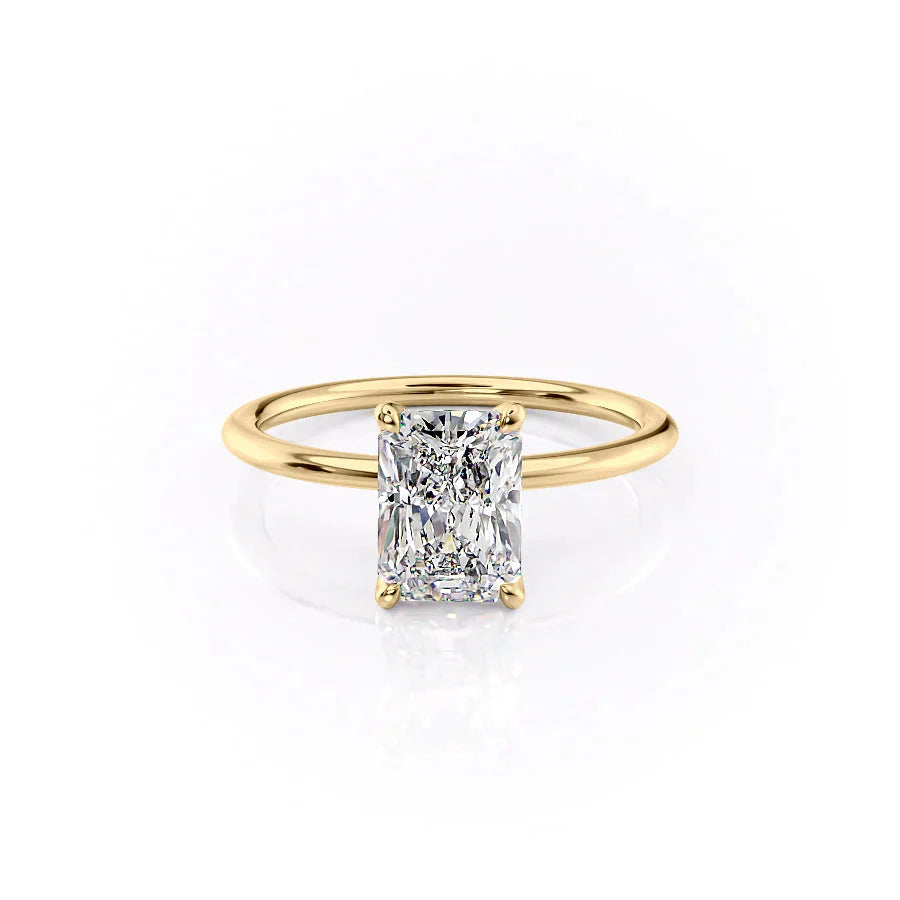 The Petal Kamellie Set With A 1.5 Carat Radiant Moissanite