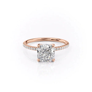 The Pave Petal Kamellie Set With A 3 Carat Cushion Moissanite