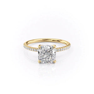 The Pave Petal Kamellie Set With A 2 Carat Cushion Moissanite