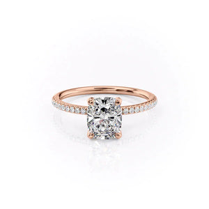 The Pave Petal Kamellie Set With A 1 Carat Elongated Cushion Moissanite