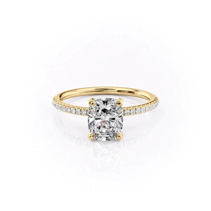 The Pave Petal Kamellie Set With A 3 Carat Elongated Cushion Moissanite