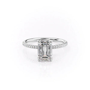 The Pave Petal Kamellie Set With A 2.5 Carat Emerald Moissanite