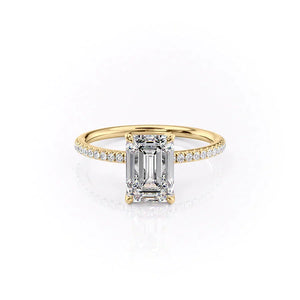 The Pave Petal Kamellie Set With A 5 Carat Emerald Moissanite