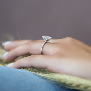 The Pave Petal Kamellie Set With A 2.5 Carat Oval Lab Diamond