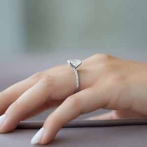 The Pave Petal Kamellie Set With A 2.5 Carat Oval Lab Diamond