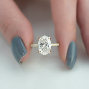 The Pave Petal Kamellie Set With A 2 Carat Oval Lab Diamond