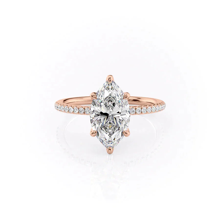 The Pave Petal Kamellie Set With A 2 Carat Marquise Lab Diamond