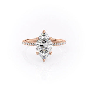 The Pave Petal Kamellie Set With A 2.5 Carat Marquise Moissanite