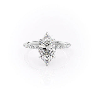 The Pave Petal Kamellie Set With A 4.5 Carat Marquise Moissanite