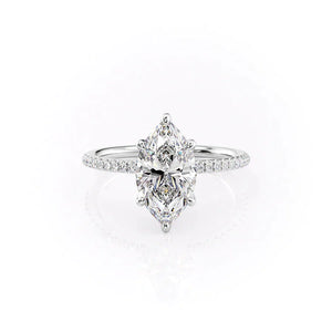 The Pave Petal Kamellie Set With A 1.5 Carat Marquise Lab Diamond