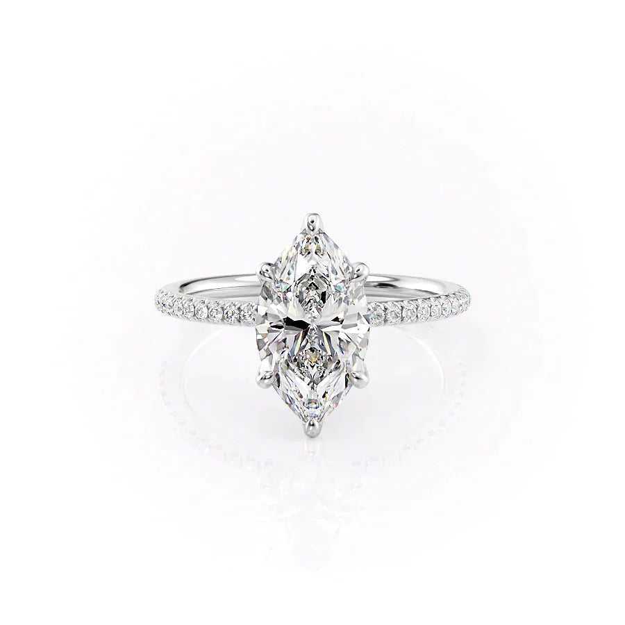 The Pave Petal Kamellie Set With A 3 Carat Marquise Lab Diamond