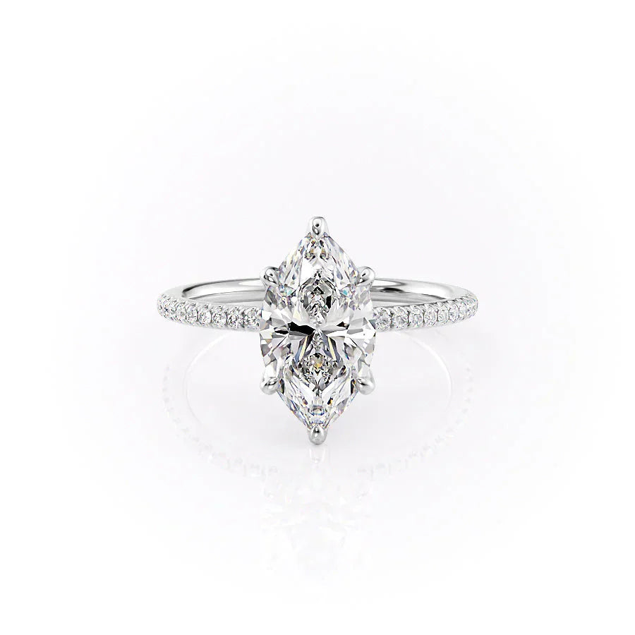 The Pave Petal Kamellie Set With A 2 Carat Marquise Moissanite