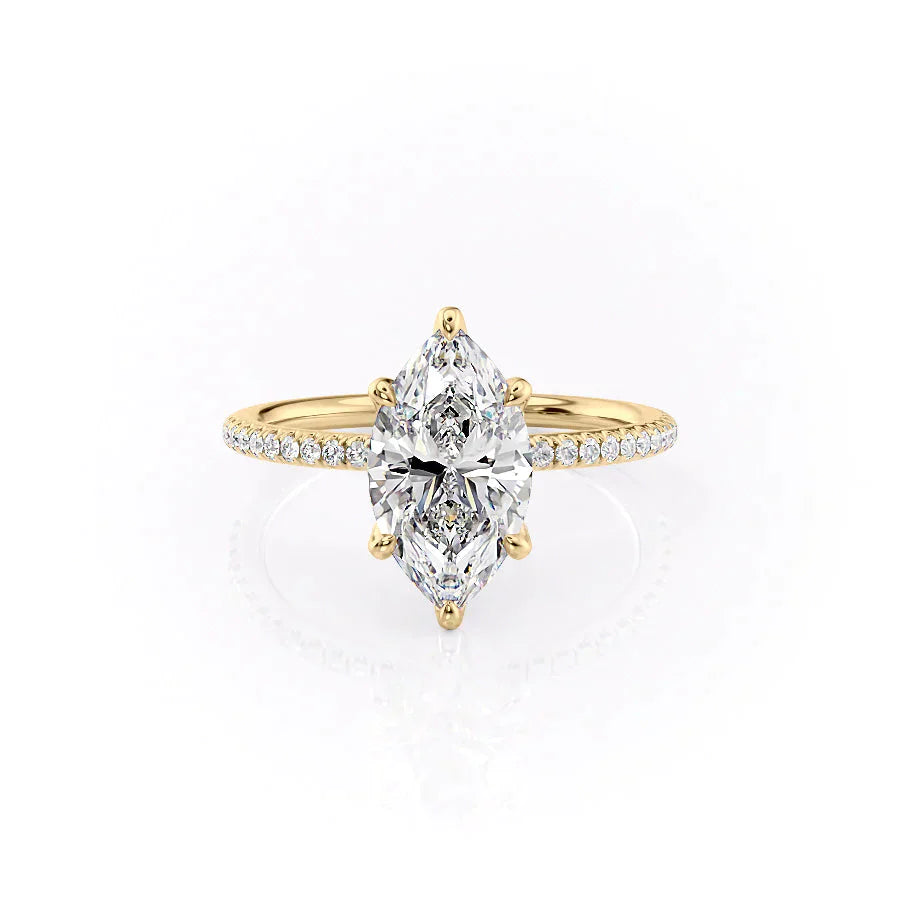 The Pave Petal Kamellie Set With A 1.5 Carat Marquise Lab Diamond