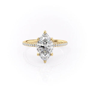 The Pave Petal Kamellie Set With A 4.5 Carat Marquise Moissanite