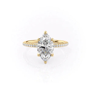 The Pave Petal Kamellie Set With A 1 Carat Marquise Lab Diamond