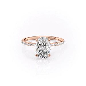 The Pave Petal Kamellie Set With A 1.5 Carat Oval Moissanite