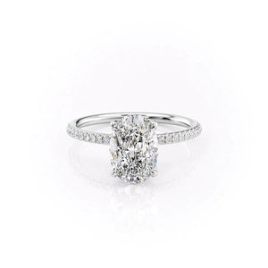 The Pave Petal Kamellie Set With A 1 Carat Oval Lab Diamond