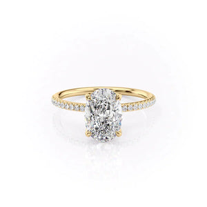 The Pave Petal Kamellie Set With A 1.5 Carat Oval Moissanite