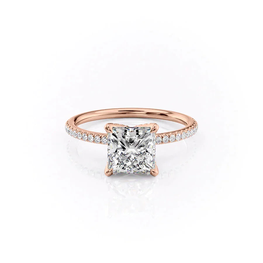 The Pave Petal Kamellie Set With A 1 Carat Princess Lab Diamond