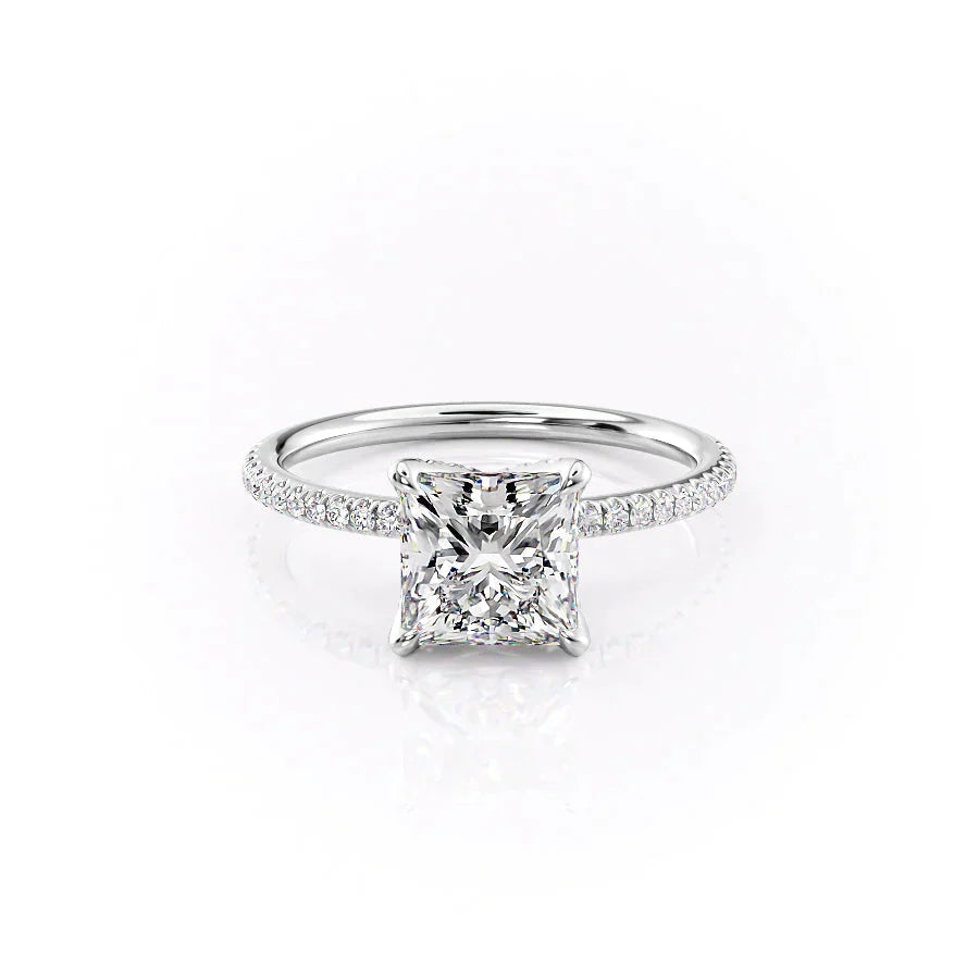 The Pave Petal Kamellie Set With A 1 Carat Princess Lab Diamond