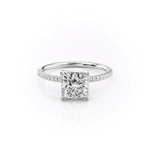 The Pave Petal Kamellie Set With A 2.5 Carat Princess Lab Diamond