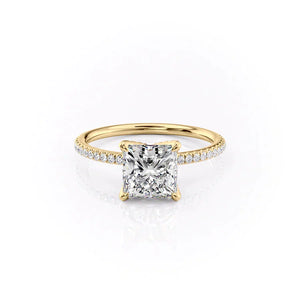 The Pave Petal Kamellie Set With A 1.5 Carat Princess Moissanite