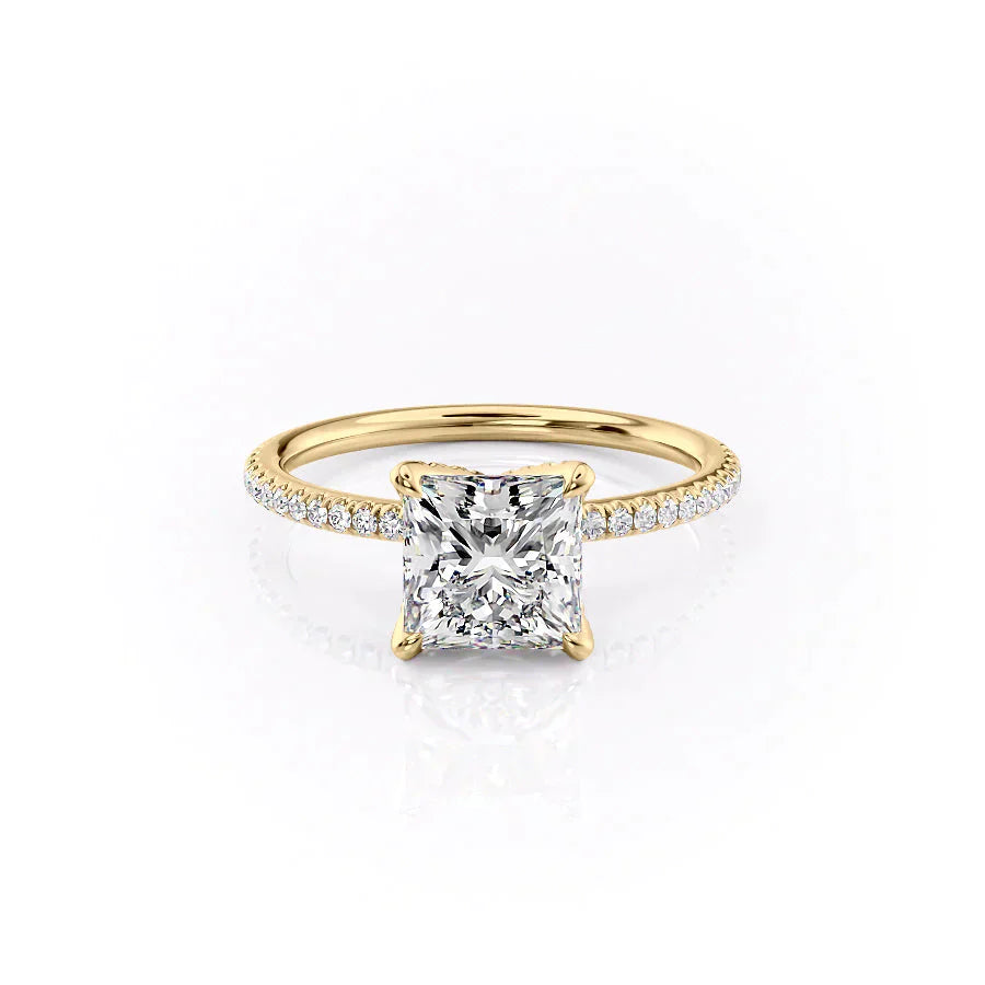 The Pave Petal Kamellie Set With A 2 Carat Princess Lab Diamond