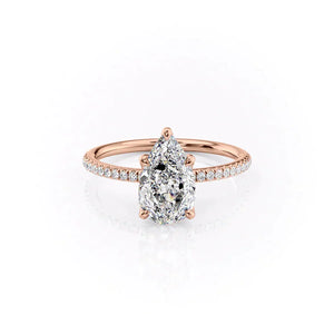 The Pave Petal Kamellie Set With A 2.5 Carat Pear Lab Diamond