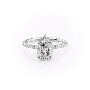 The Pave Petal Kamellie Set With A 2 Carat Pear Moissanite