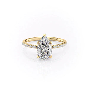 The Pave Petal Kamellie Set With A 2.5 Carat Pear Lab Diamond