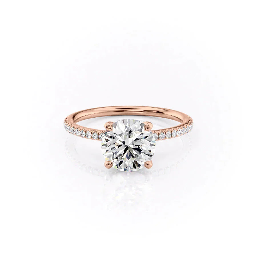 The Pave Petal Kamellie Set With A 2 Carat Round Moissanite