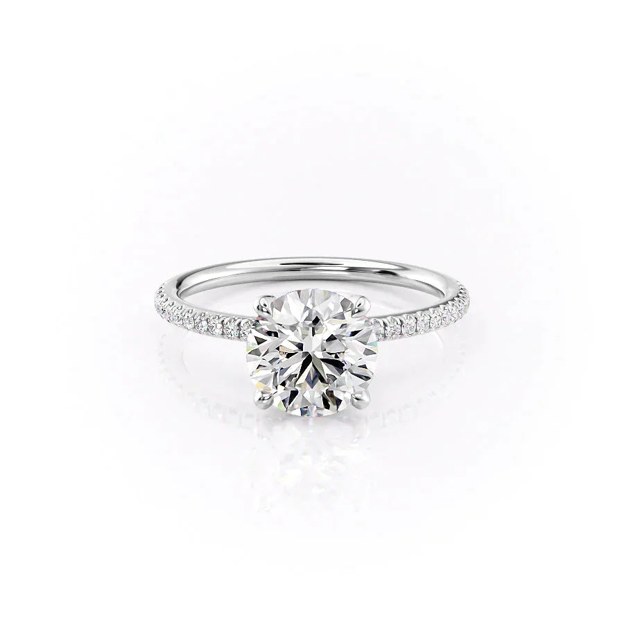 The Pave Petal Kamellie Set With A 1 Carat Round Moissanite