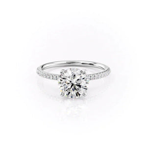 The Pave Petal Kamellie Set With A 1.5 Carat Round Moissanite