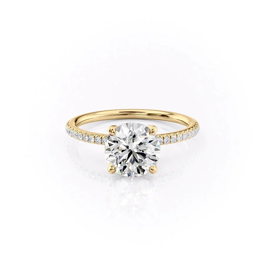 The Pave Petal Kamellie Set With A 2 Carat Round Moissanite